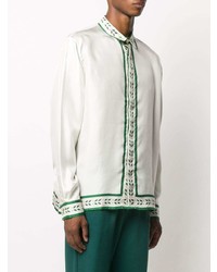 Camicia a maniche lunghe di seta stampata bianca di Casablanca