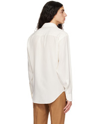 Camicia a maniche lunghe di seta stampata bianca di Tom Ford