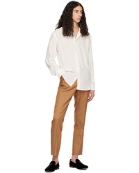 Camicia a maniche lunghe di seta stampata bianca di Tom Ford