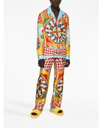 Camicia a maniche lunghe di seta stampata gialla di Dolce & Gabbana