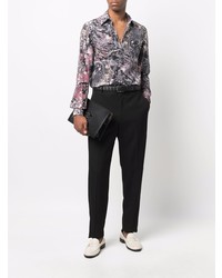 Camicia a maniche lunghe di seta stampata multicolore di Dolce & Gabbana