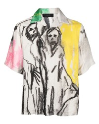 Camicia a maniche lunghe di seta stampata multicolore di Amiri