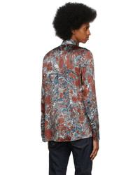 Camicia a maniche lunghe di seta stampata multicolore di Dolce & Gabbana