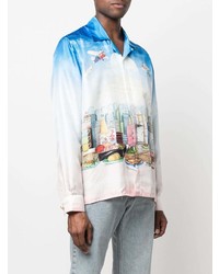 Camicia a maniche lunghe di seta stampata multicolore di Casablanca