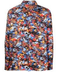 Camicia a maniche lunghe di seta stampata multicolore di Missoni