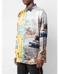 Camicia a maniche lunghe di seta stampata multicolore di Lost Daze