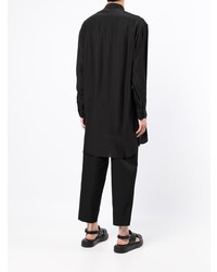 Camicia a maniche lunghe di seta stampata nera e bianca di Yohji Yamamoto