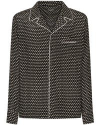 Camicia a maniche lunghe di seta stampata nera di Dolce & Gabbana