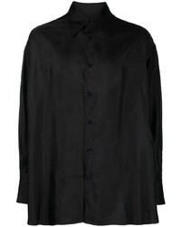 Camicia a maniche lunghe di seta stampata nera di MM6 MAISON MARGIELA