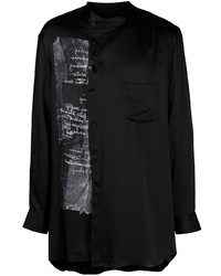Camicia a maniche lunghe di seta stampata nera di Yohji Yamamoto