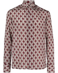 Camicia a maniche lunghe di seta stampata rosa di 73 London