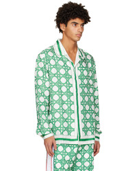 Camicia a maniche lunghe di seta stampata verde oliva di Casablanca