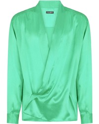 Camicia a maniche lunghe di seta verde di Dolce & Gabbana