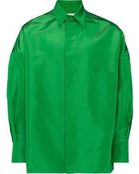 Camicia a maniche lunghe di seta verde di Valentino
