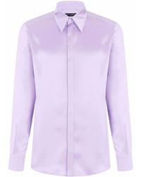 Camicia a maniche lunghe di seta viola chiaro di Dolce & Gabbana