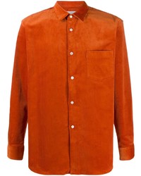 Camicia a maniche lunghe di velluto a coste arancione di Comme Des Garcons SHIRT