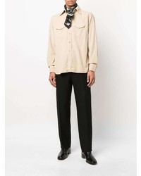 Camicia a maniche lunghe di velluto a coste beige di Tom Ford