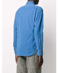 Camicia a maniche lunghe di velluto a coste blu di Tom Ford