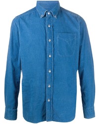 Camicia a maniche lunghe di velluto a coste blu di Tom Ford