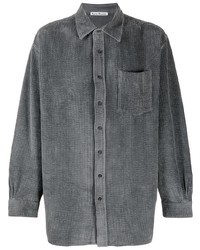 Camicia a maniche lunghe di velluto a coste grigio scuro di Acne Studios
