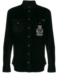 Camicia a maniche lunghe di velluto a coste nera di Dolce & Gabbana