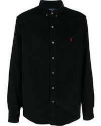 Camicia a maniche lunghe di velluto a coste nera di Polo Ralph Lauren