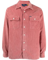 Camicia a maniche lunghe di velluto a coste rosa di Polo Ralph Lauren