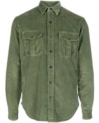 Camicia a maniche lunghe di velluto a coste verde oliva di Polo Ralph Lauren