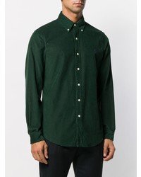 Camicia a maniche lunghe di velluto a coste verde scuro di Ralph Lauren