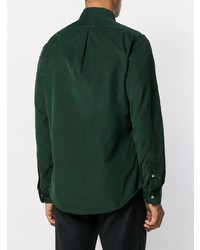Camicia a maniche lunghe di velluto a coste verde scuro di Ralph Lauren