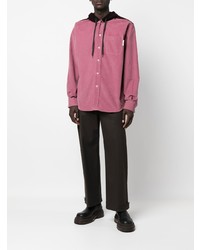 Camicia a maniche lunghe di velluto a coste viola melanzana di Marni