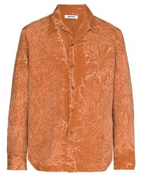Camicia a maniche lunghe effetto tie-dye arancione