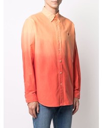Camicia a maniche lunghe effetto tie-dye arancione di Polo Ralph Lauren