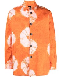 Camicia a maniche lunghe effetto tie-dye arancione di Labrum London