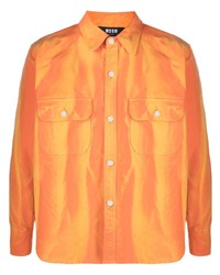Camicia a maniche lunghe effetto tie-dye arancione di MSGM