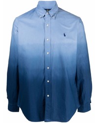 Camicia a maniche lunghe effetto tie-dye azzurra di Polo Ralph Lauren