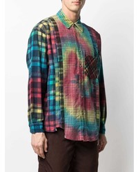 Camicia a maniche lunghe effetto tie-dye multicolore di Needles