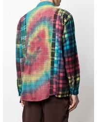 Camicia a maniche lunghe effetto tie-dye multicolore di Needles