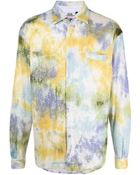 Camicia a maniche lunghe effetto tie-dye multicolore di Gcds