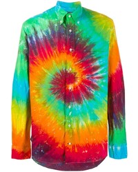 Camicia a maniche lunghe effetto tie-dye multicolore di Gitman Vintage