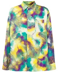 Camicia a maniche lunghe effetto tie-dye multicolore di Marni