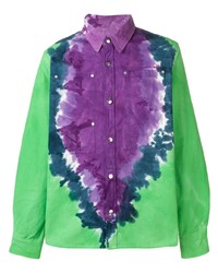 Camicia a maniche lunghe effetto tie-dye multicolore di Vyner Articles