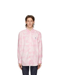 Camicia a maniche lunghe effetto tie-dye rosa