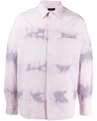 Camicia a maniche lunghe effetto tie-dye rosa di Diesel