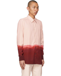 Camicia a maniche lunghe effetto tie-dye rosa di Alexander McQueen