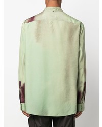 Camicia a maniche lunghe effetto tie-dye verde menta di Oamc