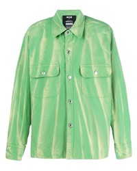 Camicia a maniche lunghe effetto tie-dye verde di MSGM