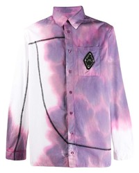 Camicia a maniche lunghe effetto tie-dye viola chiaro di A-Cold-Wall*