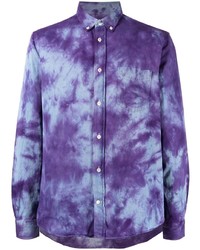 Camicia a maniche lunghe effetto tie-dye viola di Stain Shade