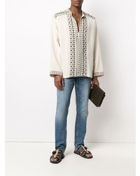 Camicia a maniche lunghe geometrica beige di Isabel Marant